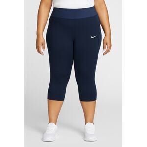 Nike Power Essential Capri Leggings Plus Size 1X Navy Blue Two Tone Waistband